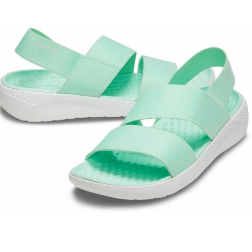 CROCS Light Green Strappy Sandals  Literide Stretch Sandal Size 6 Women NWT